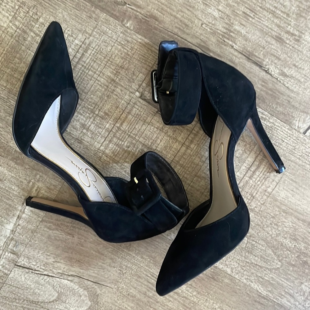 Jessica Simpson faux suede black heels 5